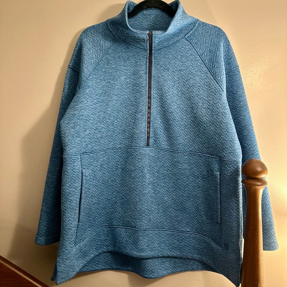 LLBean Blue FlexForward Quilted Half-Zip Pullover Women’s XL Sweatshirt